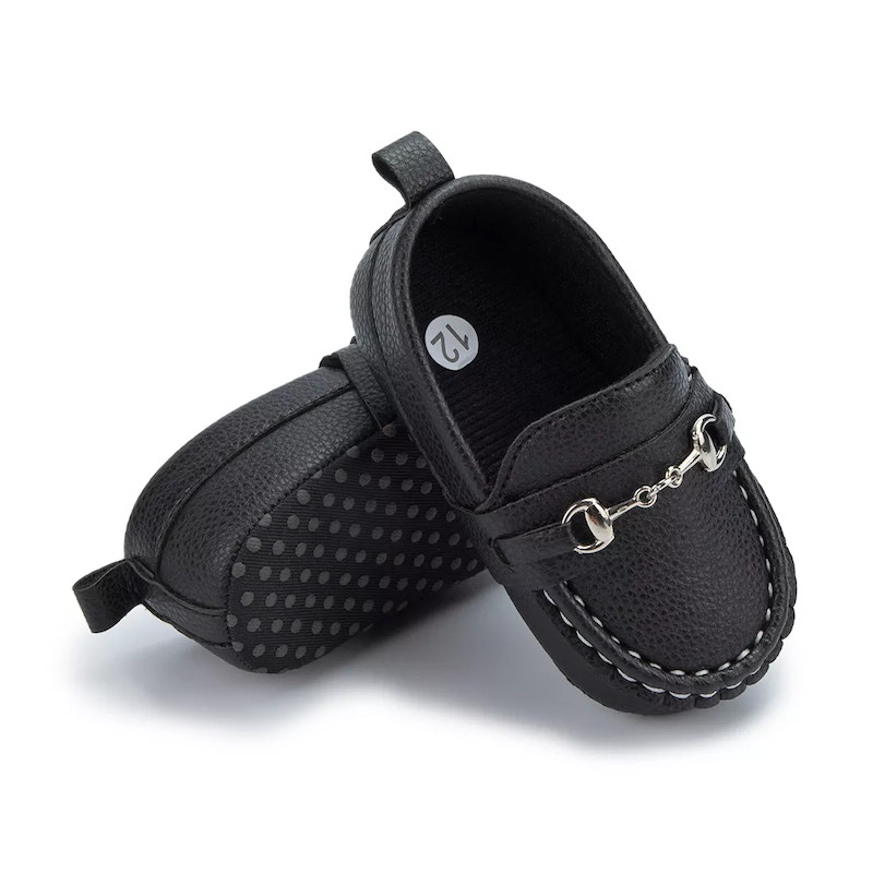 First walker Pu leather dress baby boy Soft sole infant Moccasins baby loafers shoes Black